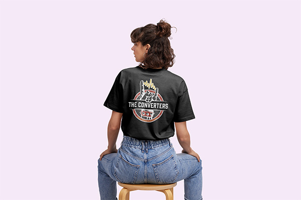 Brand identity and t-shirt design for a Guns n' Roses inspired rock band, The Converters